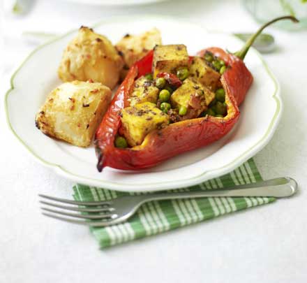 Romano peppers stuffed with paneer & peas