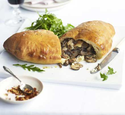 Mushroom & goat’s cheese calzone