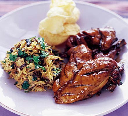 Poussins with tamarind glaze