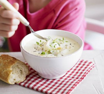 Silky celeriac soup with smoked haddock