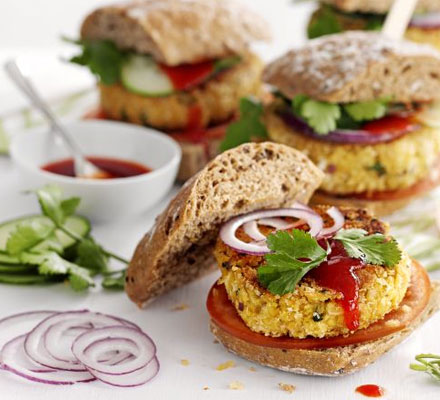 Chickpea & coriander burgers