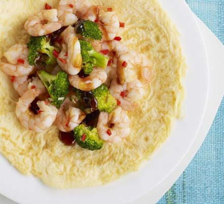 Prawn & broccoli Asian omelette