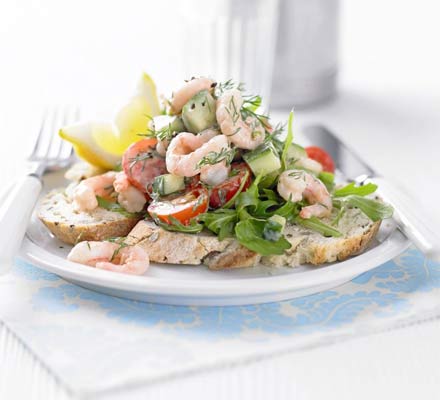 Open prawn cocktail sandwich