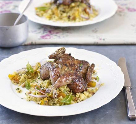 Fruity couscous & spiced quail