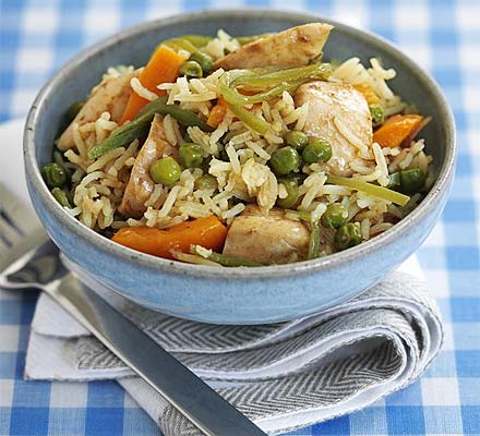 Soy steamed chicken with oriental rice