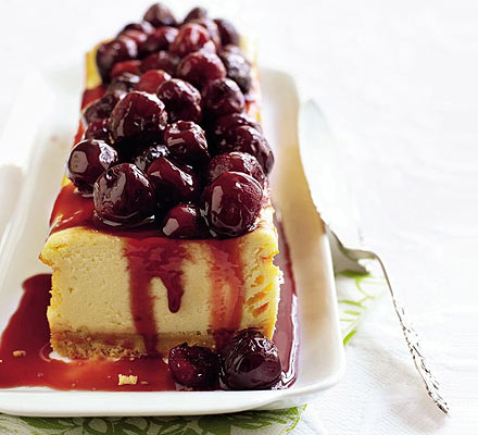 Cherry cheesecake slice