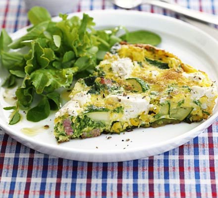 Quick veg & soft cheese frittata