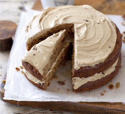 Apple & walnut cake with treacle icing