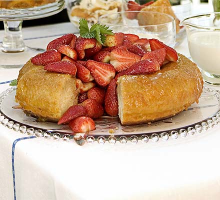 Strawberry & sweet wine savarin