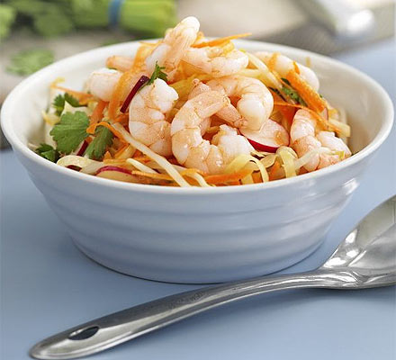 No-cook Asian prawn coleslaw