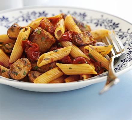 Sausage, mushroom & tomato pasta