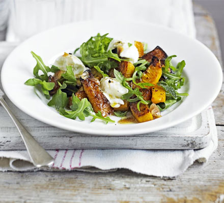 Warm squash & rocket salad with garlic vinaigrette