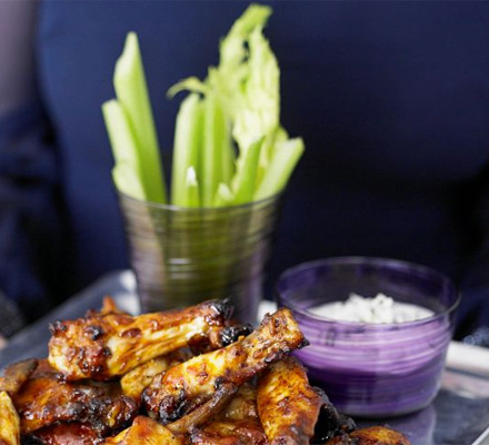 Celery sticks with blue cheese dip