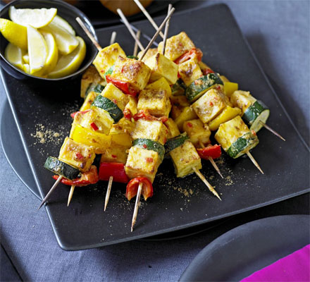 Spicy paneer skewers