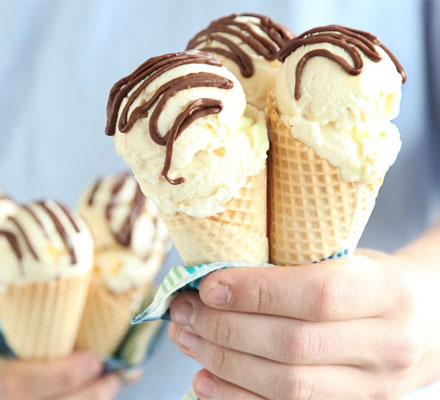 Speedy ginger ice cream with chilli-chocolate sauce