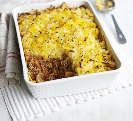 Swede & potato rösti-topped shepherd’s pie