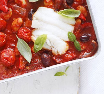 Cod & tomato traybake