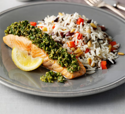 Salmon with salsa verde