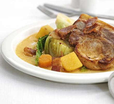 Irish coddled pork with cider