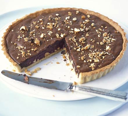 Chocolate & hazelnut praline tart