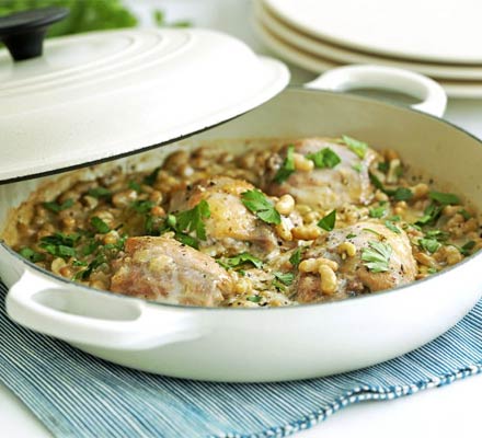 Braised chicken & beans