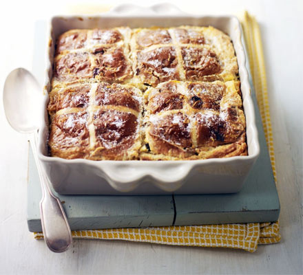 Hot cross bread & lemon pudding