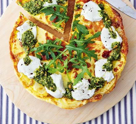 Potato frittata with pesto & goat’s cheese