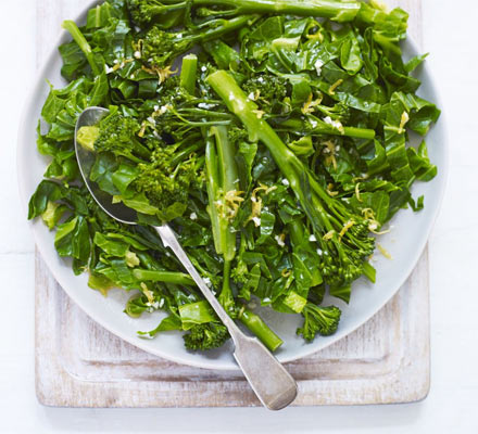 Spring greens with lemon dressing