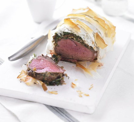 Healthier beef Wellington