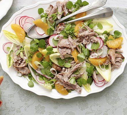 Shredded duck, watercress & orange salad