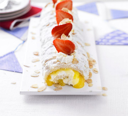 Almond & lemon meringue roulade