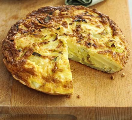 Cheese, leek & potato tortilla