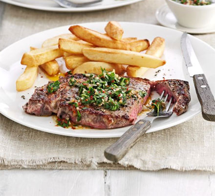 Steak with chimichurri sauce