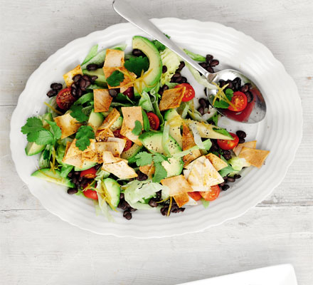 Mexican salad with tortilla croutons