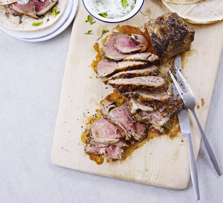 Barbecued Greek lamb with tzatziki