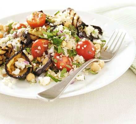 Feta tabbouleh with aubergines