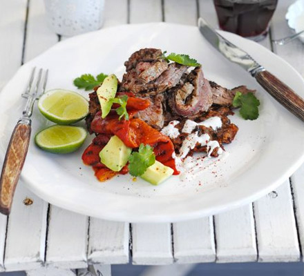 Mexican steak with homemade refried beans