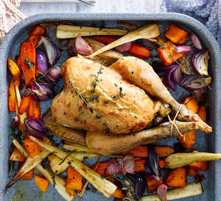 Roast chicken & roots