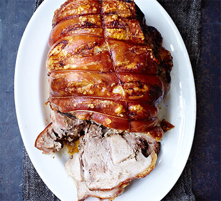 Roast pork with cider gravy