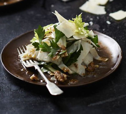 Celeriac salad with Parmesan, walnuts & parsley