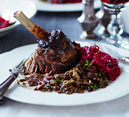 Salt-baked lamb shanks