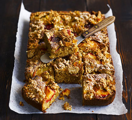 Oaty plum gingerbread slice