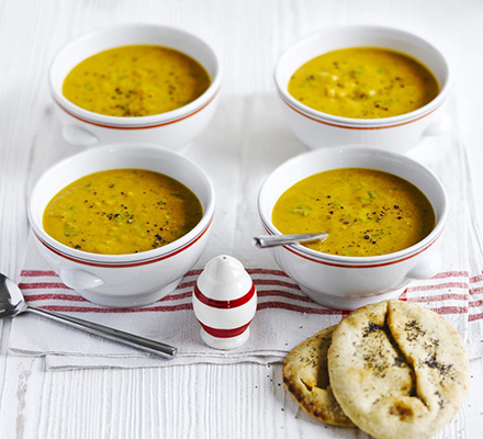 Indian roasted butternut squash soup with seeded naan