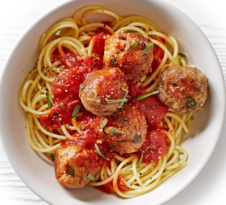 Spaghetti & tuna balls