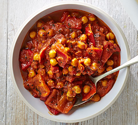 Speedy red pepper chana masala