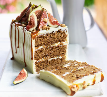 Spiced fig, coffee & hazelnut cake