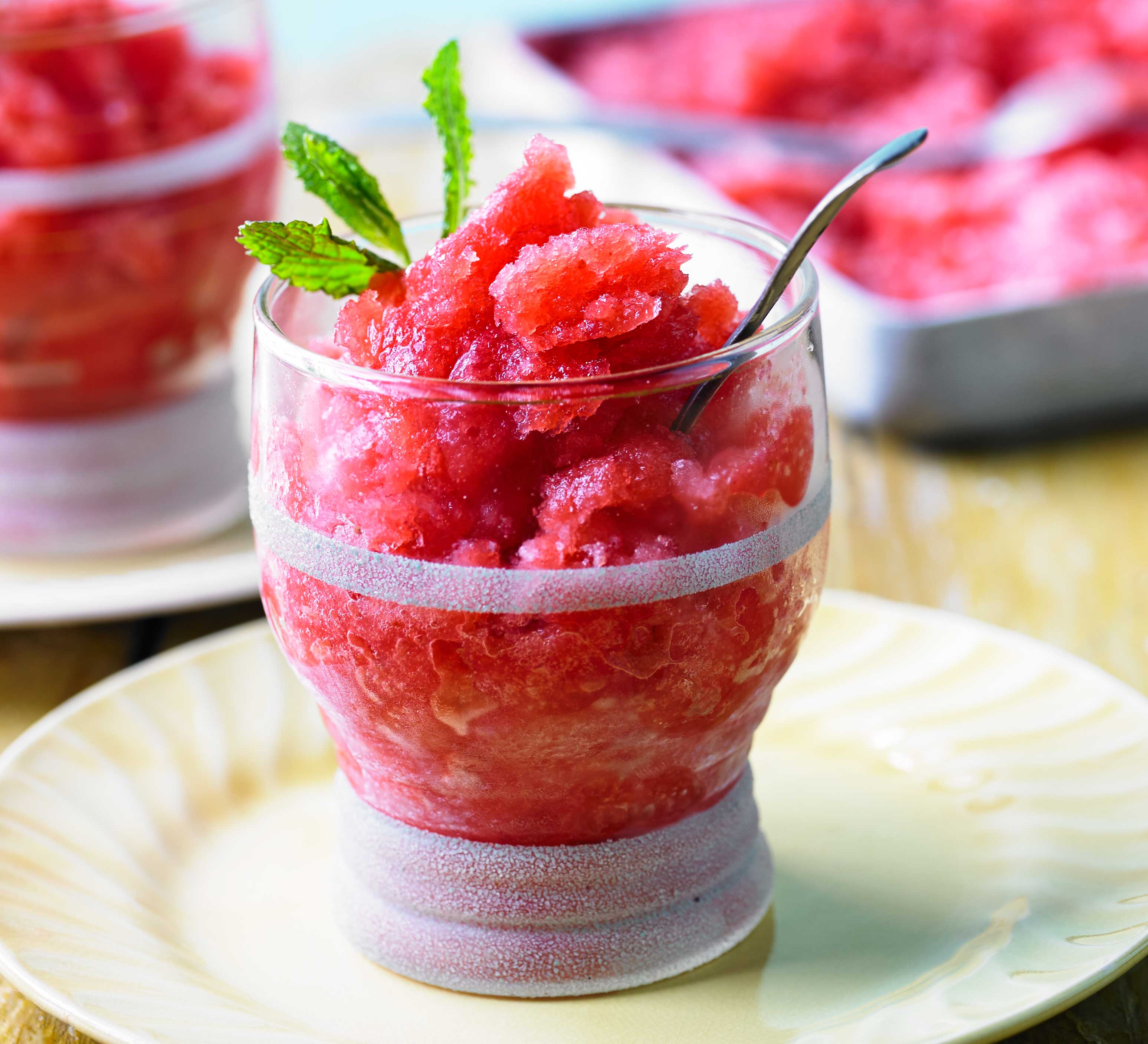 Strawberry & mint granita