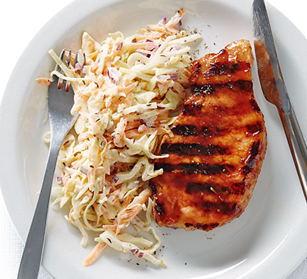 Sweet balsamic pork with caraway slaw