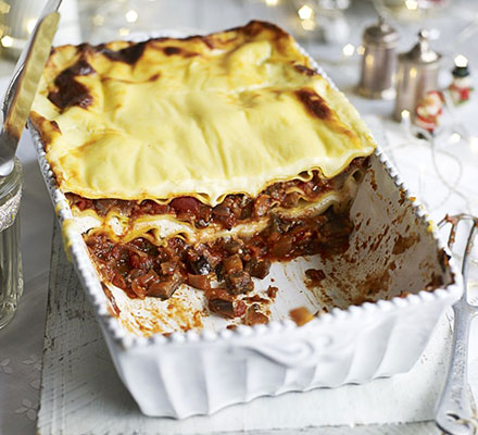 Triple cheese & aubergine lasagne