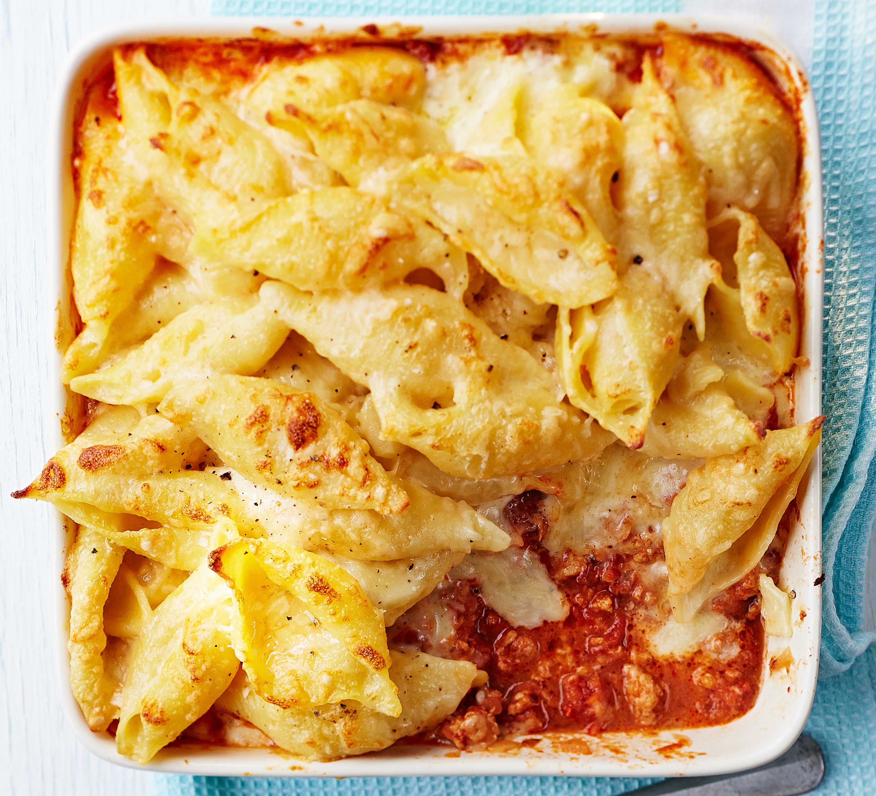 Turkey Bolognese pasta bake